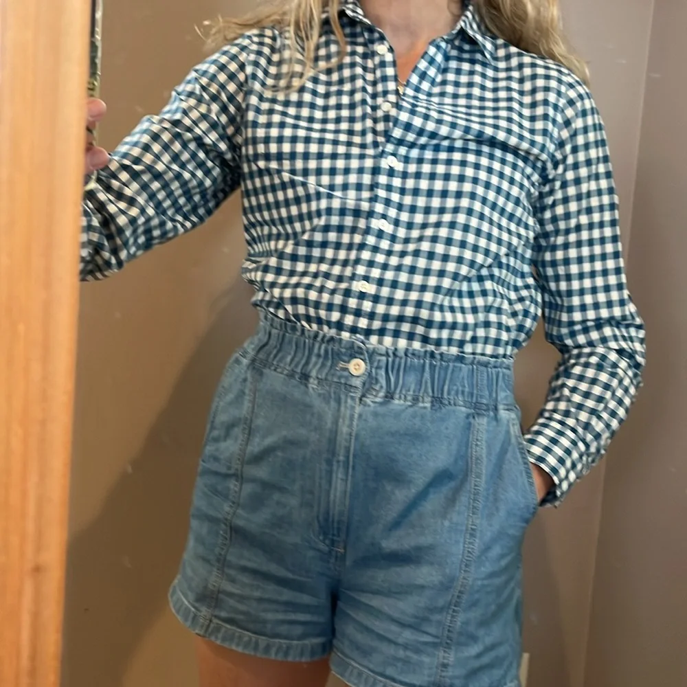 Lands' End Canvas Blue and White Checkered Shirt - Picture 4 of 5